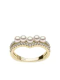Yoko London 18kt yellow gold Sleek Akoya pearl and diamond ring