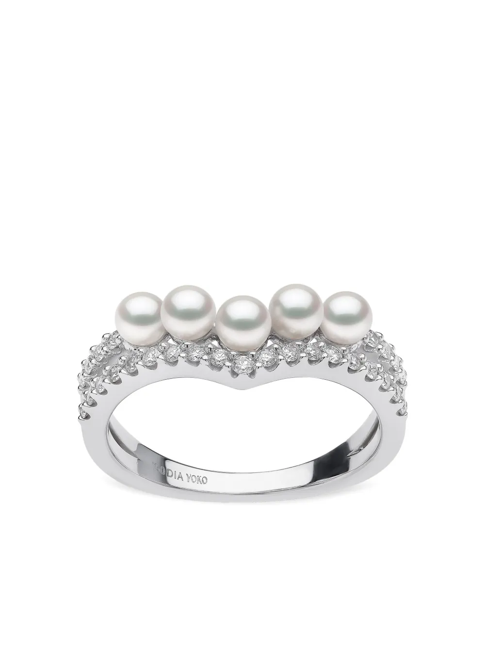 Yoko London 18kt white gold Sleek Akoya pearl diamond ring | Silver | Image 1