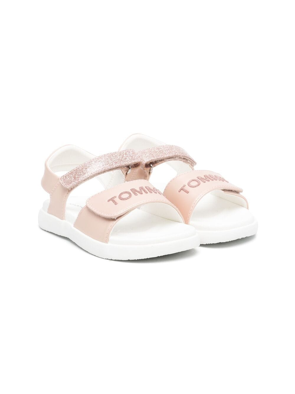 Tommy Hilfiger Junior Double-strap Glitter Sandals In Pink