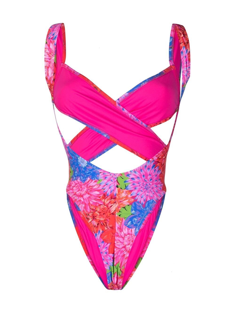 Reina Olga exotica-print crossover-straps one-piece - Farfetch