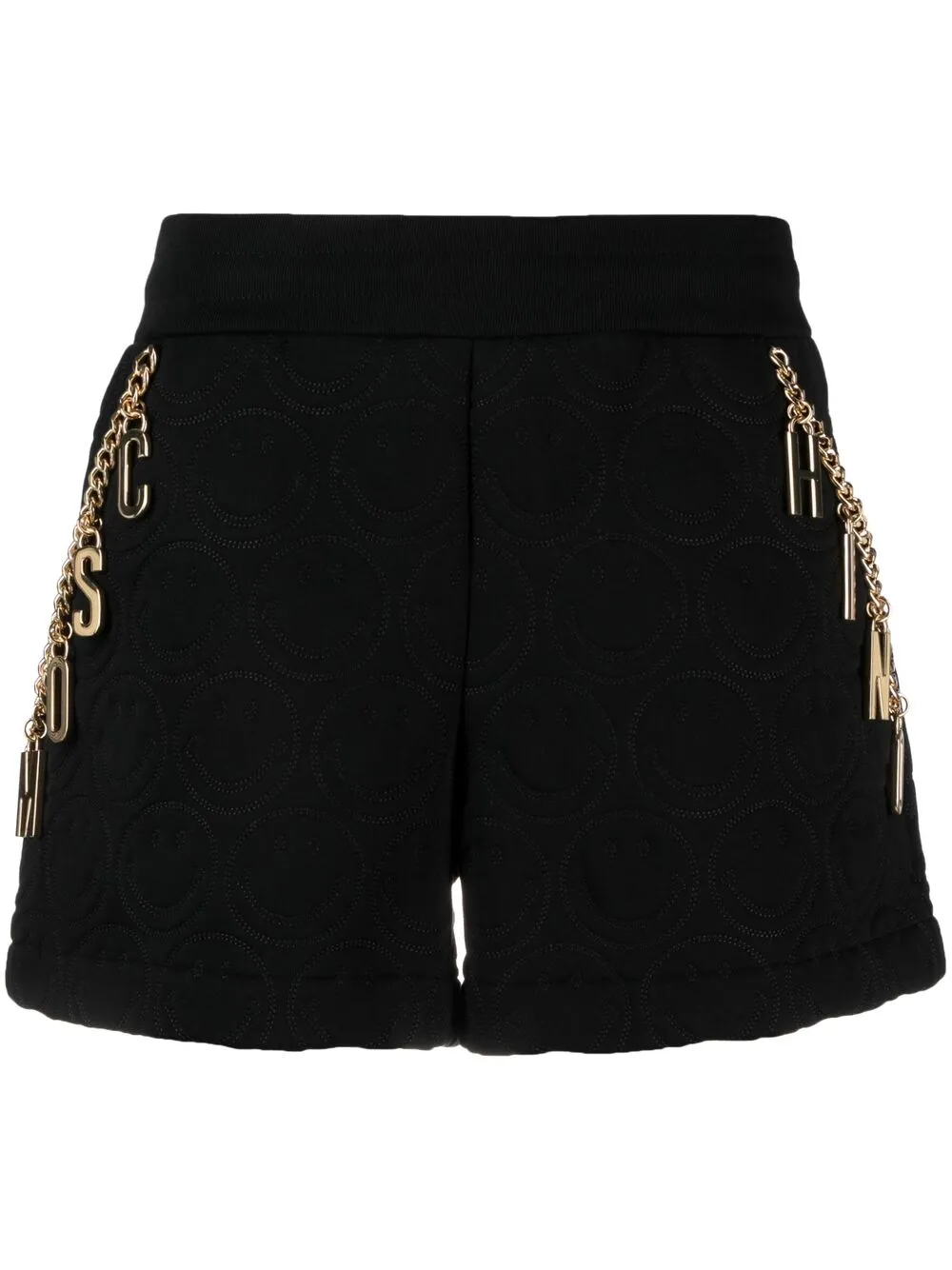 Moschino Couture Smile Quilted Bermuda In Black