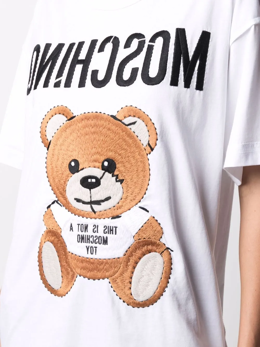 фото Moschino футболка с вышивкой teddy