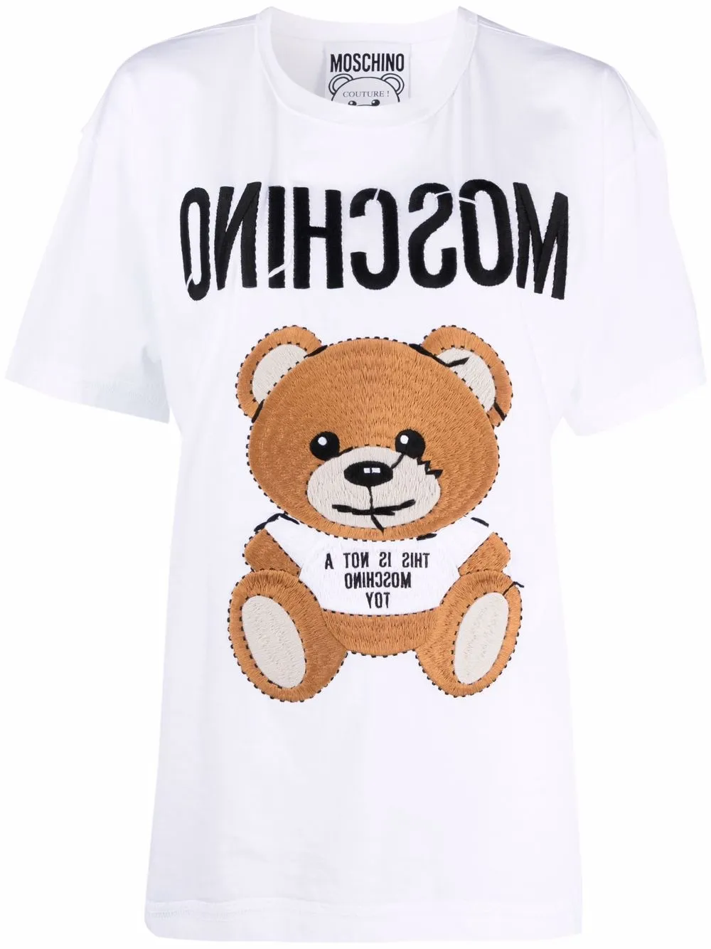 фото Moschino футболка с вышивкой teddy