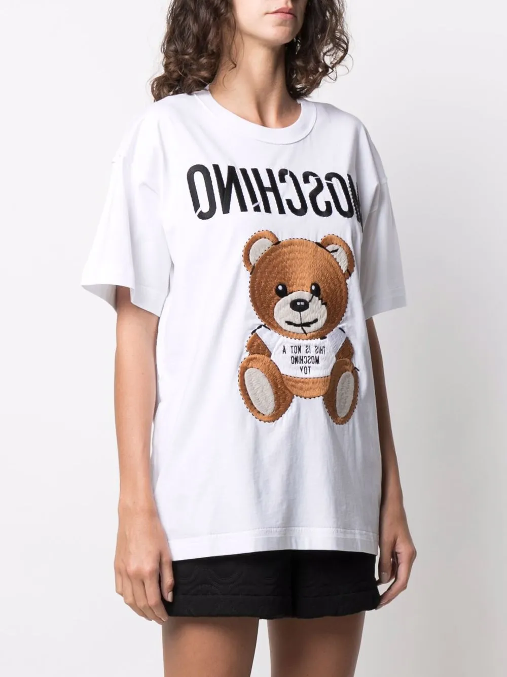 фото Moschino футболка с вышивкой teddy