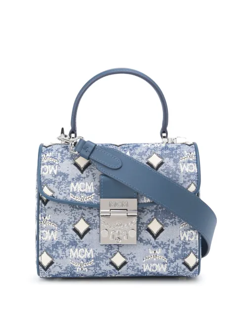MCM small monogram-jacquard satchel bag