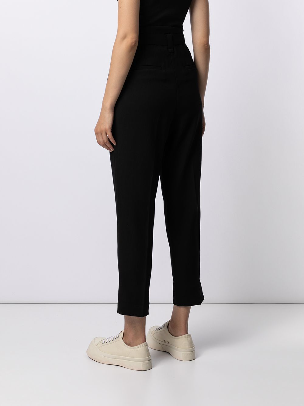 Shop Goodious Cropped Belted Trousers In Black