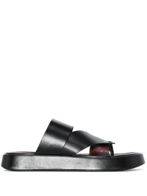 STAUD Fly Flatform Leather Sandals - Farfetch