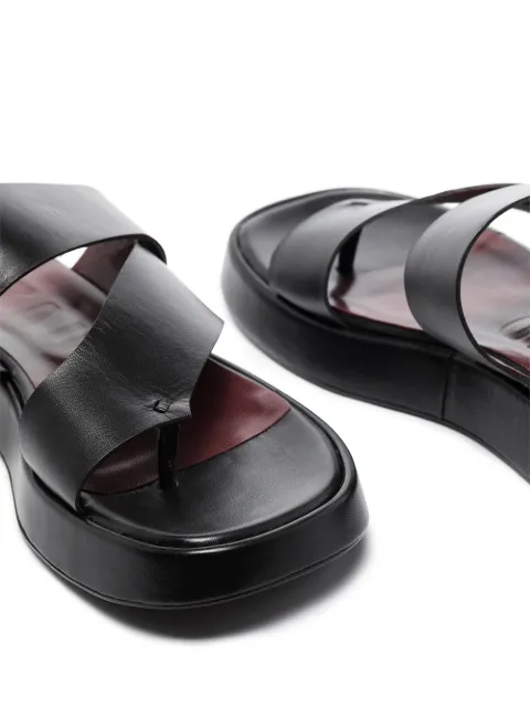 STAUD Fly Flatform Leather Sandals - Farfetch