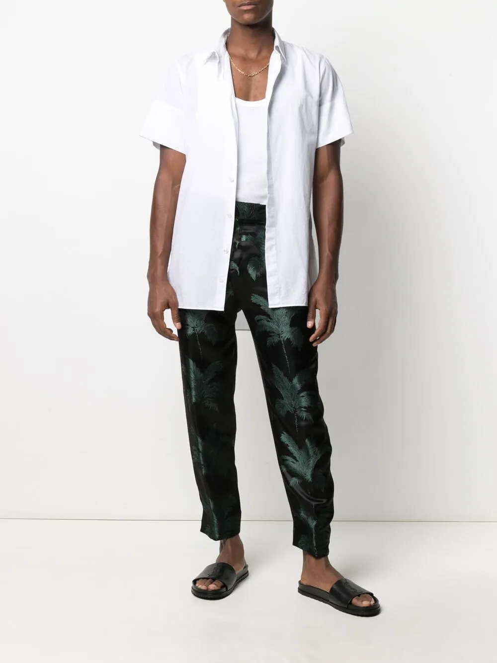 фото Saint laurent жаккардовые брюки широкого кроя
