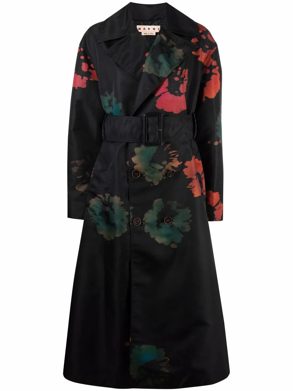 

Marni floral-print belted-waist coat - Black