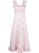 Imagem 1 de GANNI Vestido midi xadrez com acabamento de babados