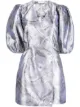 Imagem 1 de GANNI Vestido envelope com mangas bufantes de jacquard