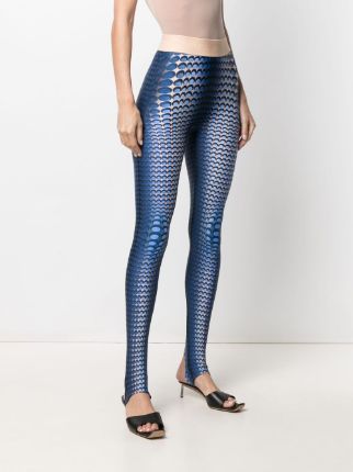 fish skin-print logo-tape leggings展示图