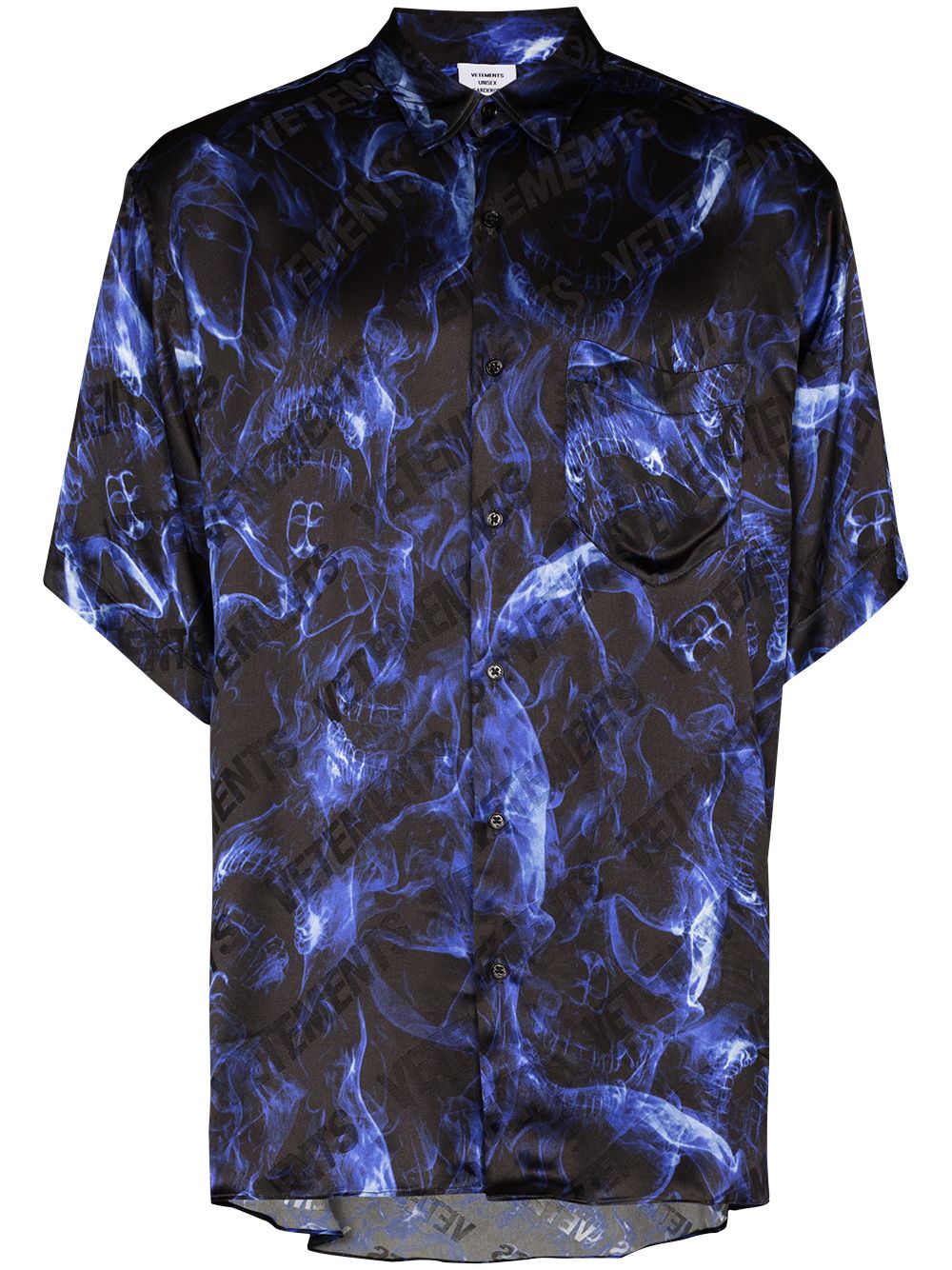 Vetements Blue & Black Skulls Fluid Short Sleeve Shirt | ModeSens