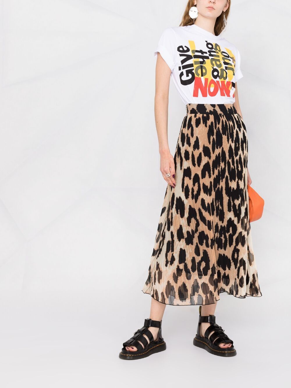 фото Ganni юбка миди с леопардовым принтом