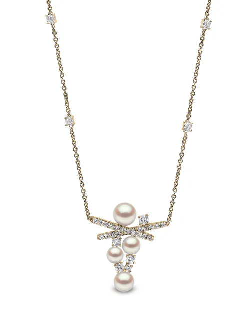 Collier en 18ct orné de perles d'Akoya et diamants - Yoko London - Modalova