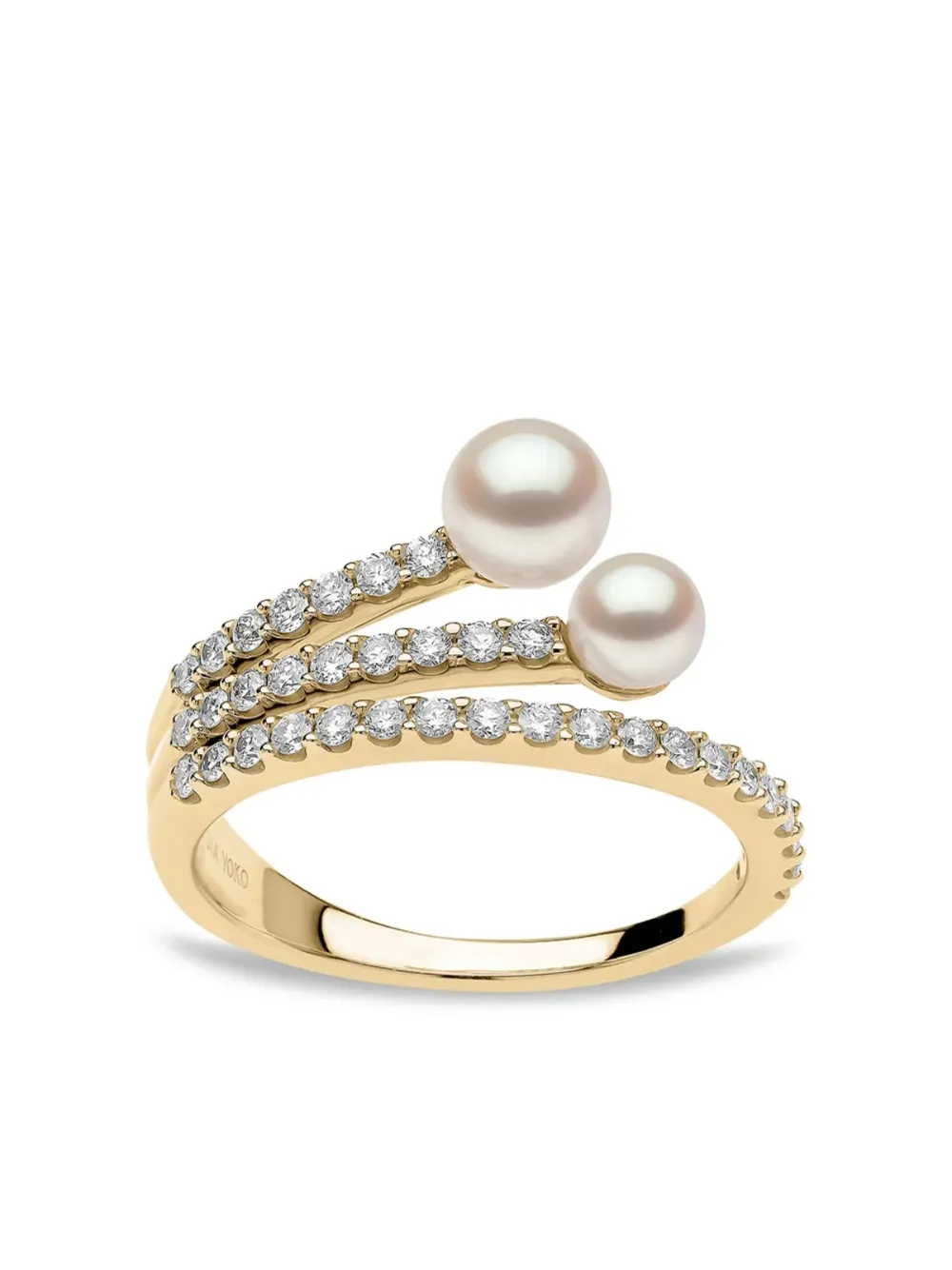 Yoko London 18kt yellow gold Sleek Akoya pearl diamond ring