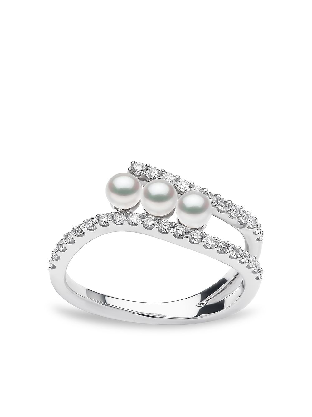 Shop Yoko London 18kt White Gold Sleek Akoya Pearl And Diamond Ring In Silber