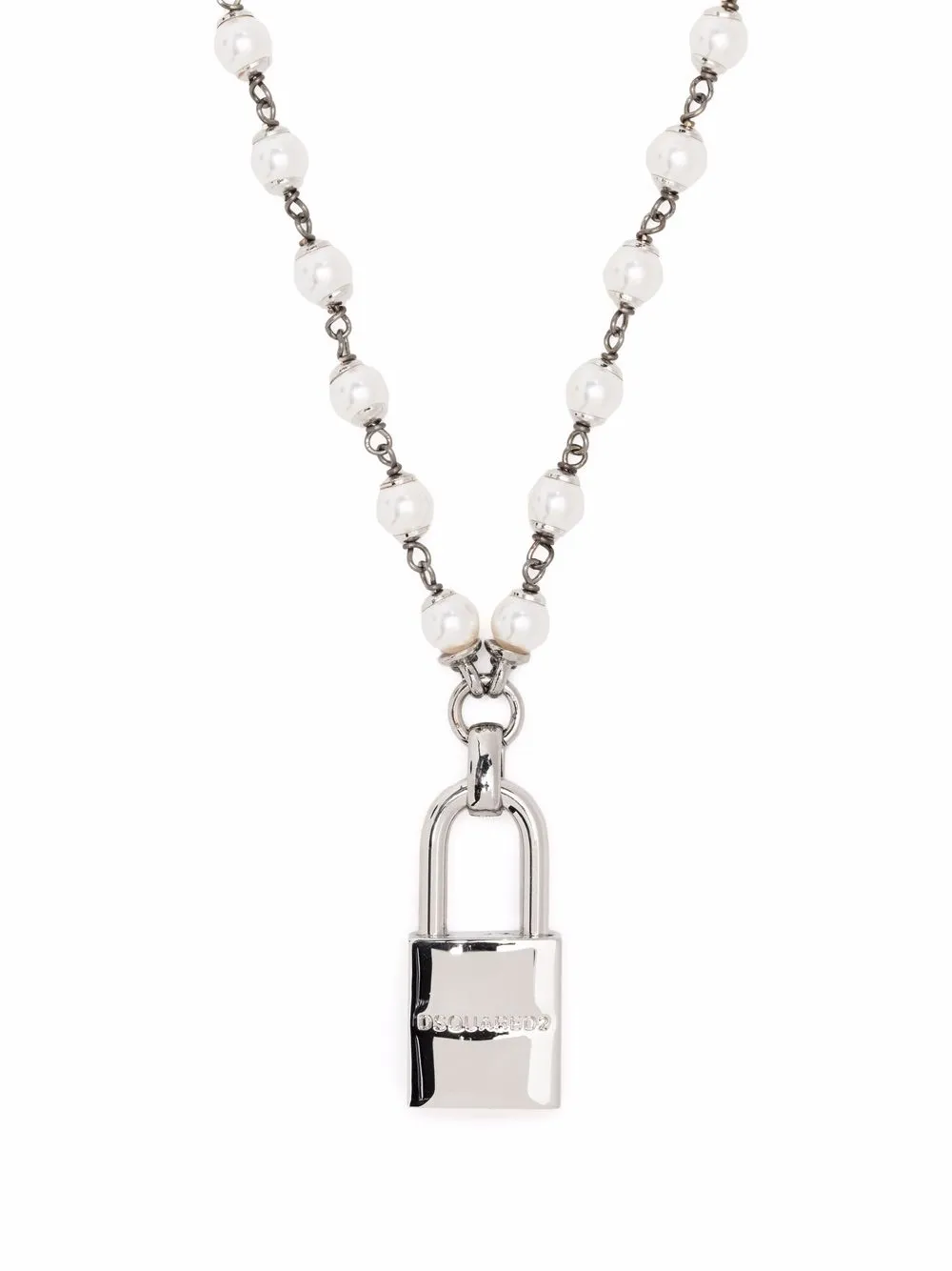 

Dsquared2 padlock pearl necklace - White
