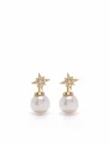 Mizuki 14kt yellow gold small diamond pearl earrings