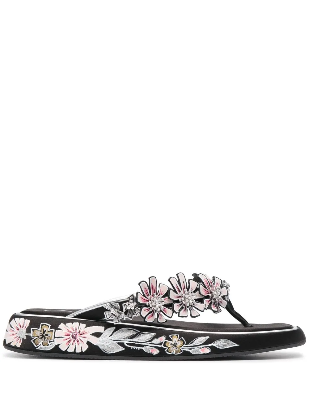 Roger Vivier floral-print slip-on sandals | Silver | Image 1