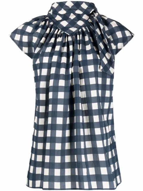 Victoria Victoria Beckham checked cap-sleeve blouse