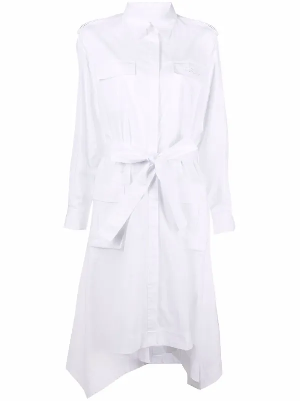 white belted shirt dress