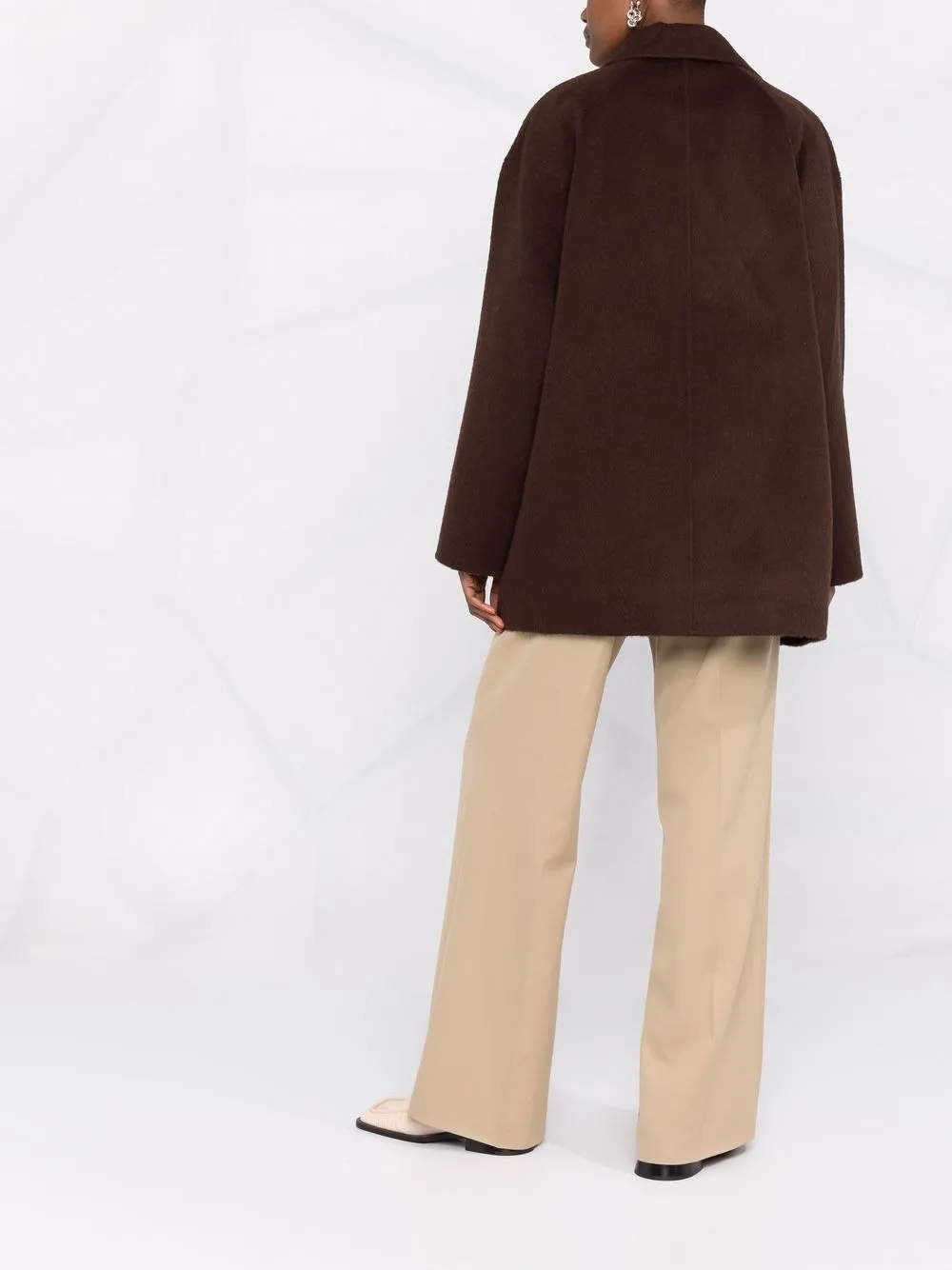 camel button front slim coat