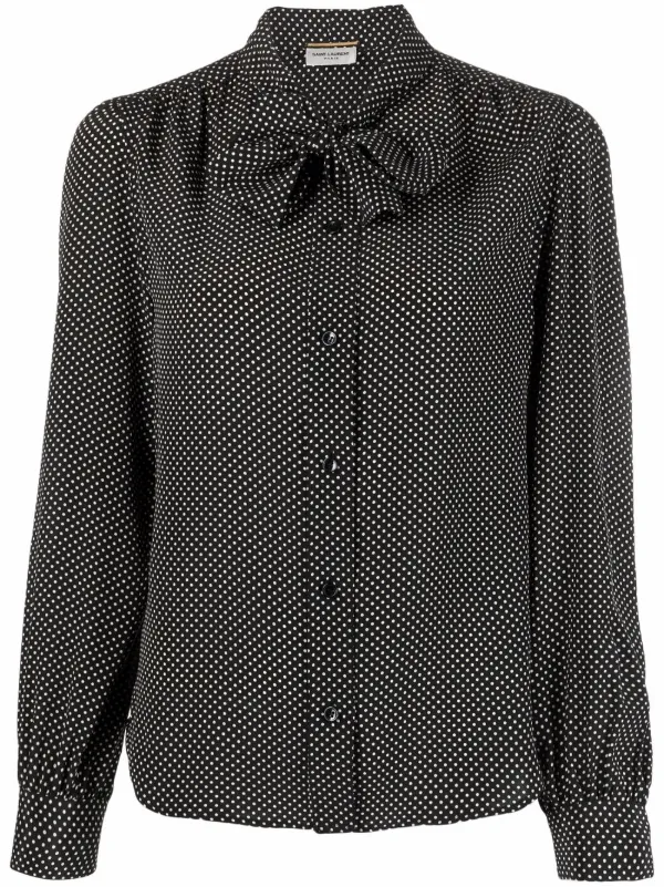 Polka dot bow store blouse