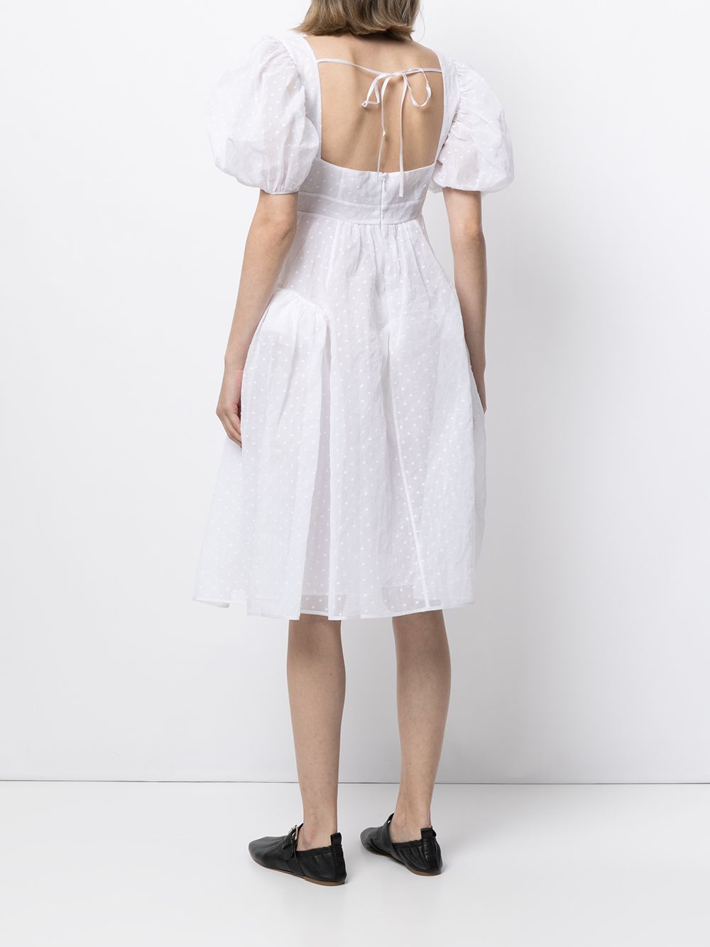 Shop Cecilie Bahnsen Puff-sleeve Midi Dress In White
