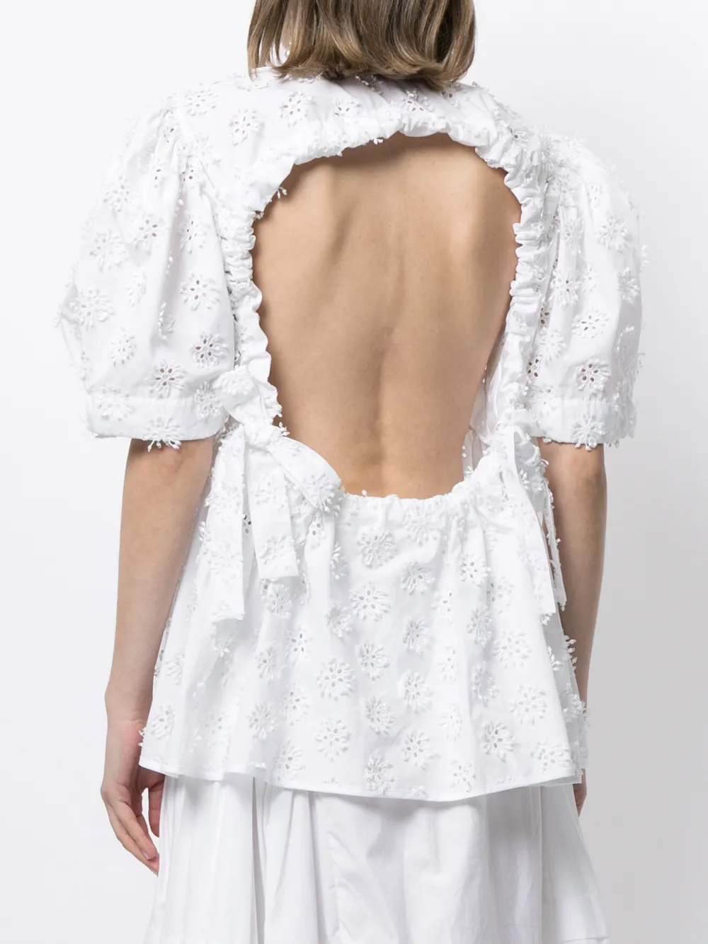 Shop Cecilie Bahnsen Open-back Lace Blouse In White