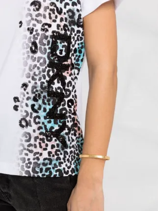 sequinned leopard-print logo T-shirt展示图