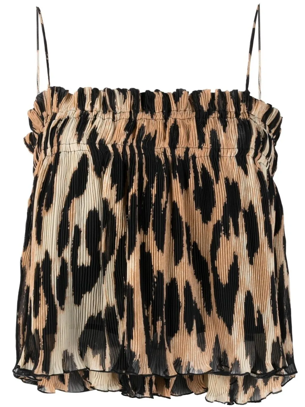 

GANNI leopard-print pleated top - Neutrals