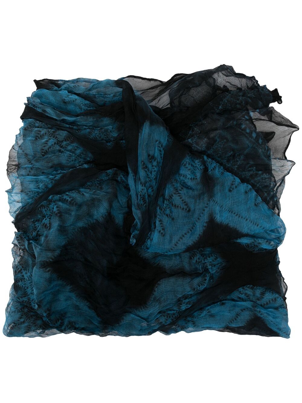 Pre-owned Issey Miyake 2000s Silk Embroidered Scarf In Black