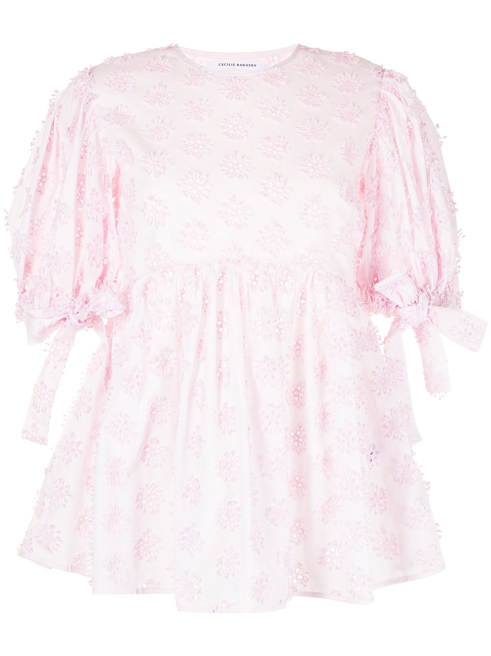 Cecilie Bahnsen Open-back Lace Top In Pink