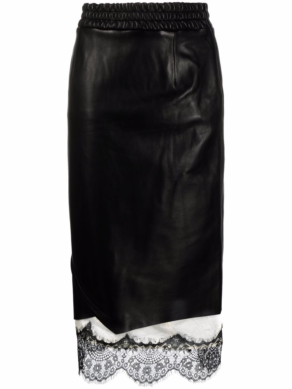 Ader Error Lace-trimmed Leather Skirt In Black