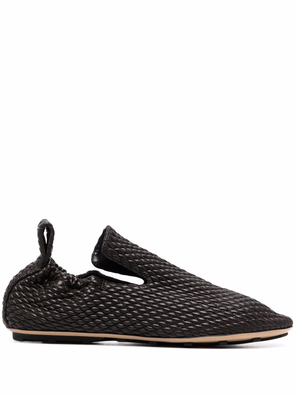 BOTTEGA VENETA LATTICE LEATHER SLIPPERS