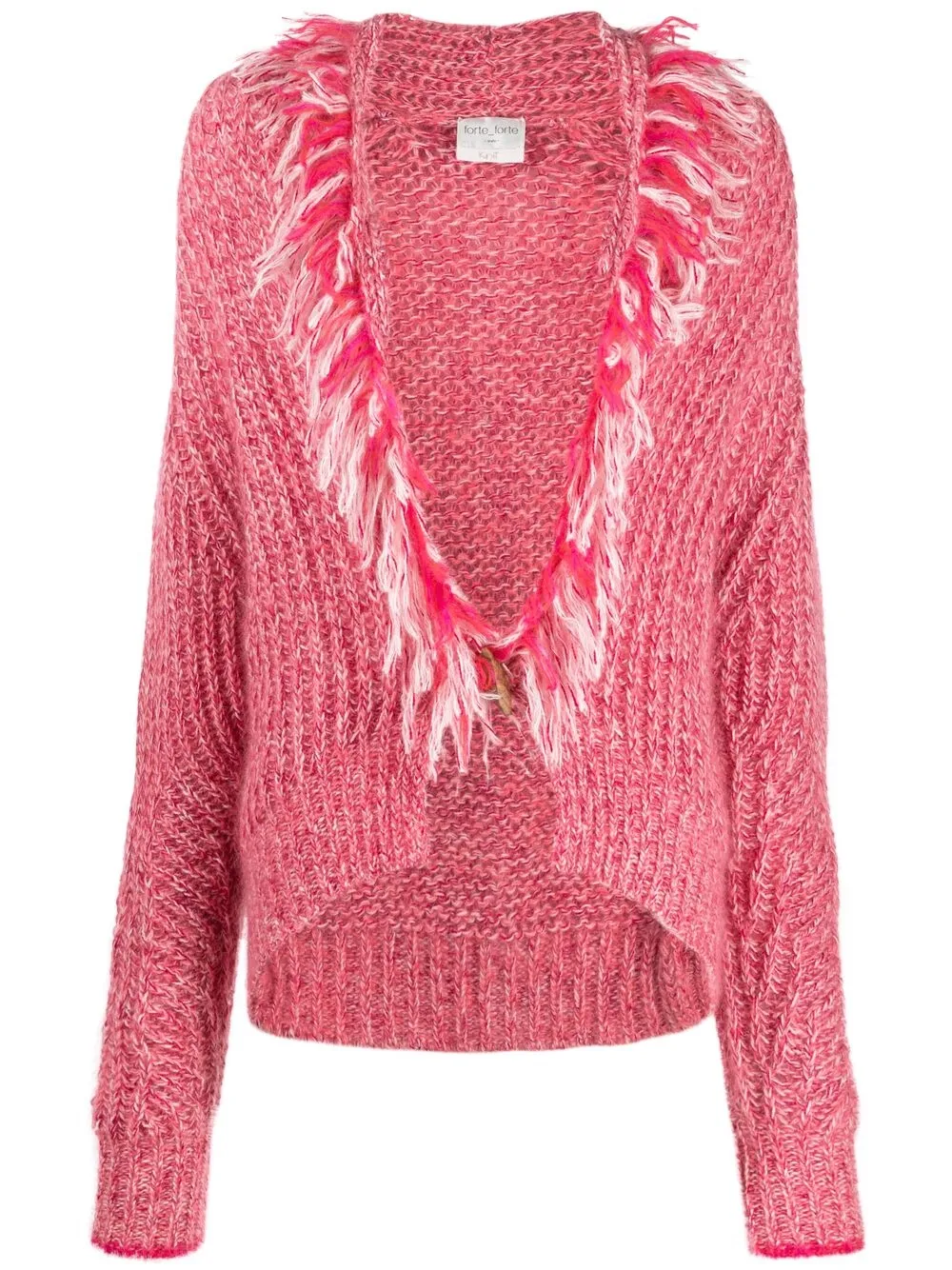 

Forte Forte intarsia-knit frayed cardigan - Pink
