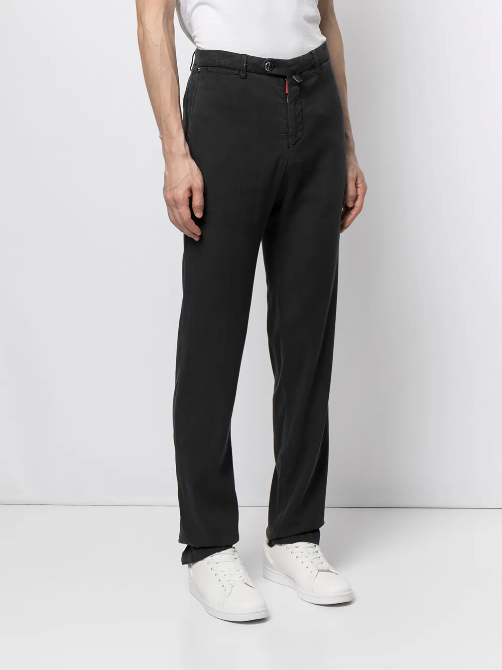 Shop Kiton logo patch straight-leg chinos with Express Delivery - FARFETCH