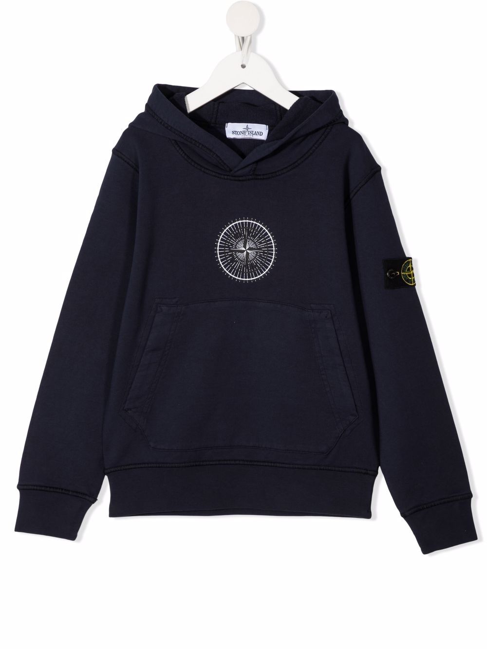 Stone Island Junior Graphic-print Hoodie In Blue