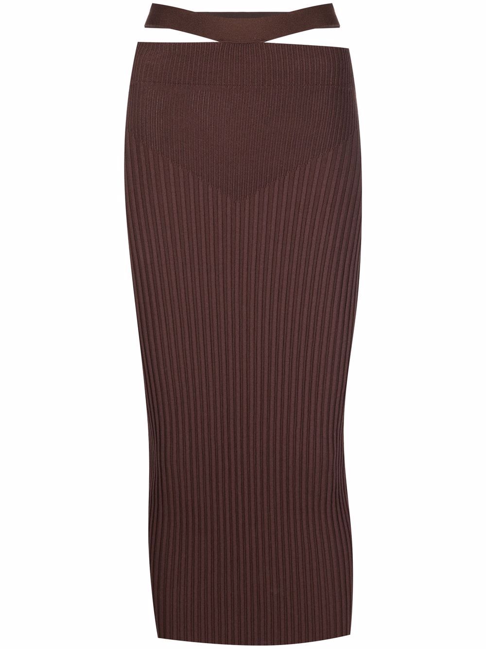 Adamo Cut-out Detailing Knitted Skirt In Braun