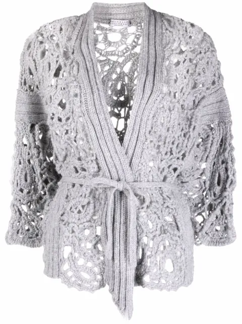 Brunello Cucinelli crochet-design long-sleeve cardigan