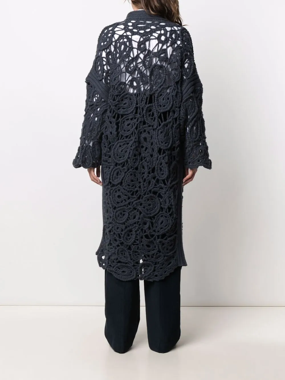 Brunello Cucinelli Crochet-design Long-sleeve Cardigan In 蓝色
