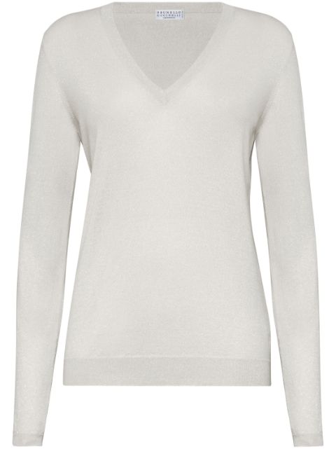 Brunello Cucinelli cashmere-blend V-neck jumper Women