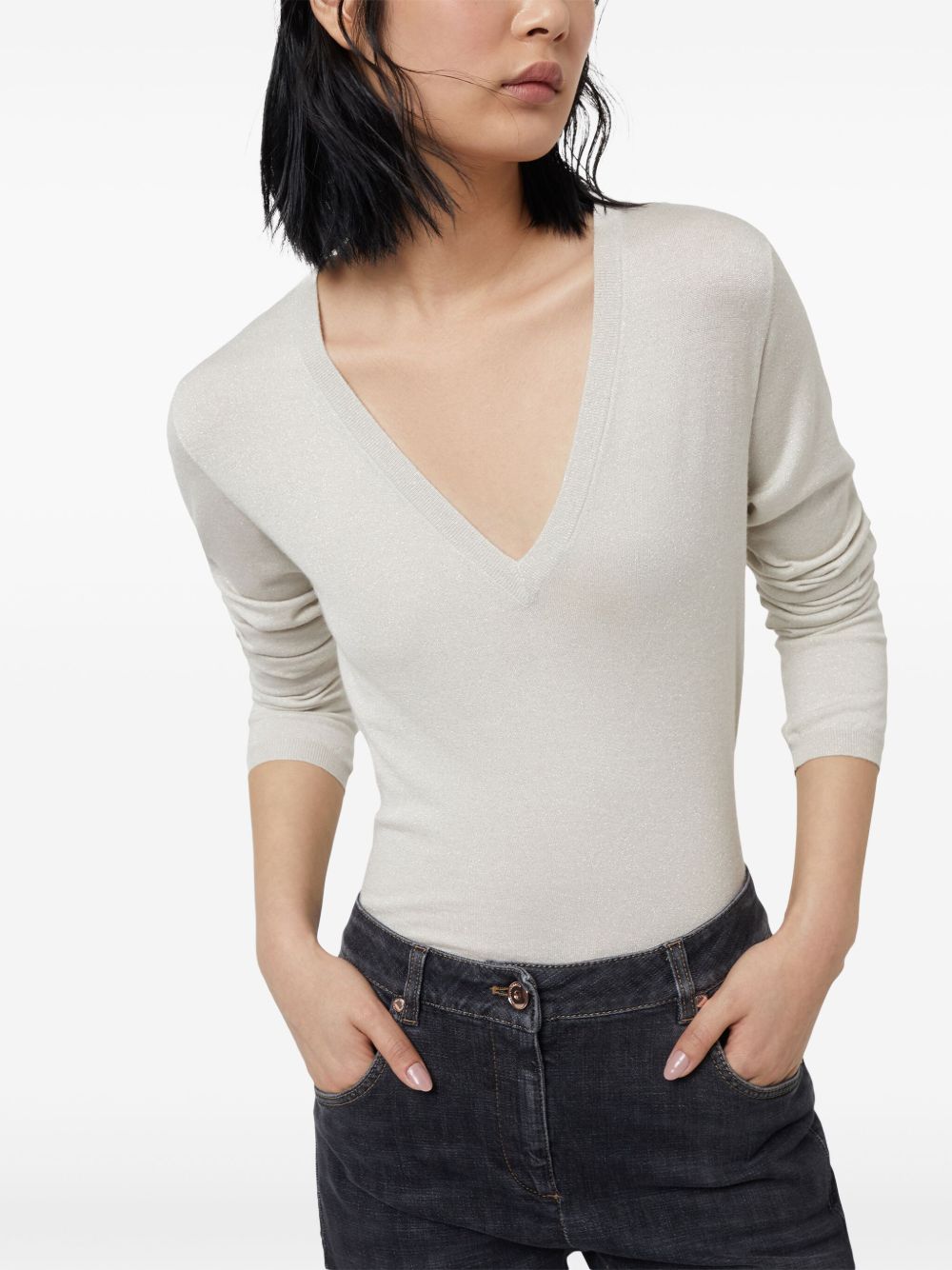 Brunello Cucinelli cashmere-blend V-neck jumper Women