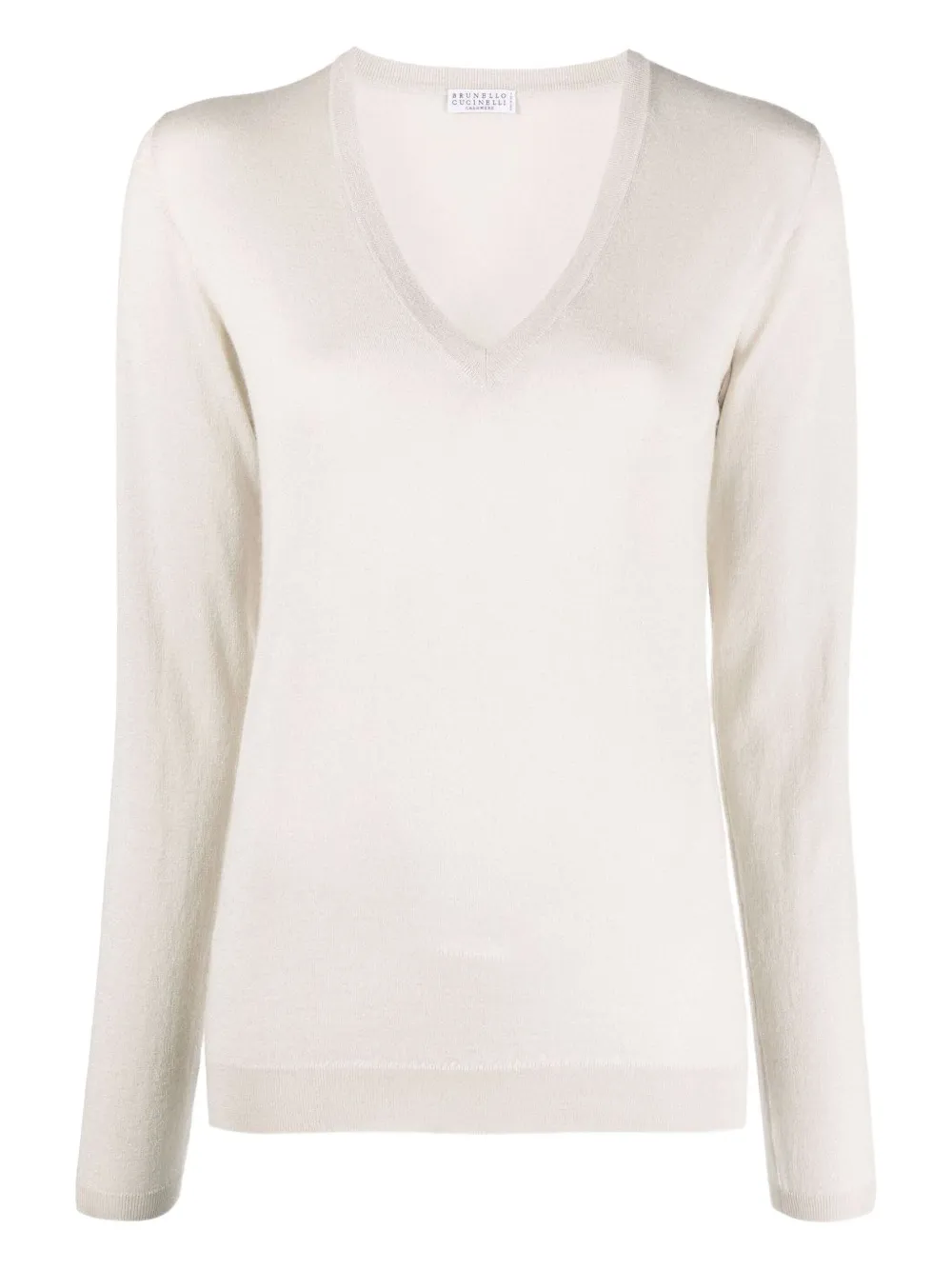 Brunello Cucinelli cashmere-blend V-neck jumper | Neutrals | Image 1