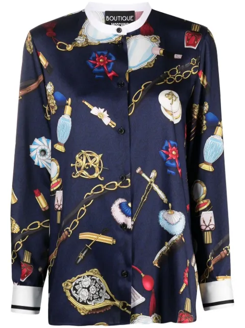 Boutique Moschino Fantasy print long-sleeve blouse