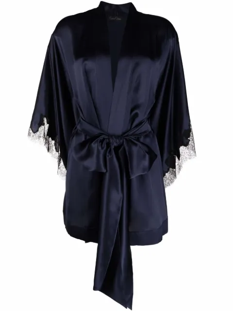Carine Gilson lace-trim silk-satin robe