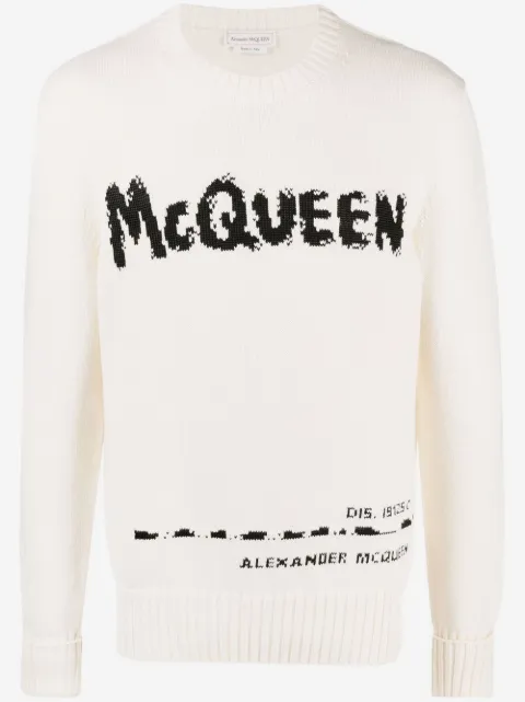 Alexander McQueen Graffiti intarsia-knit jumper