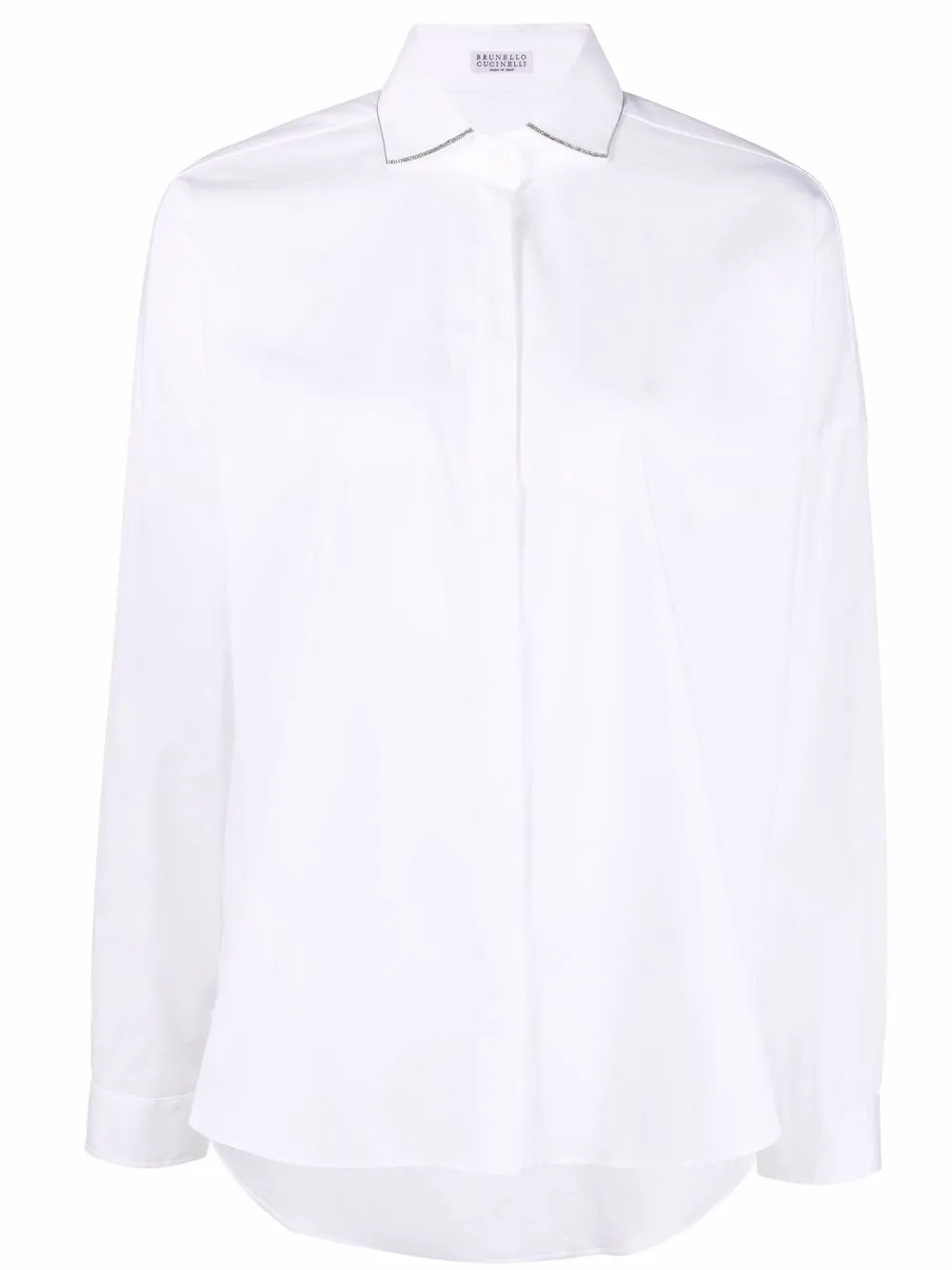 

Brunello Cucinelli camisa con ribete metalizado - Blanco